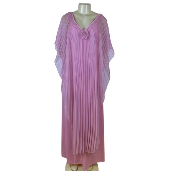 Vintage Themes Womens Pink Pleated Maxi Dress Elegant Flowing Design Size 16 - Picture 1 of 8